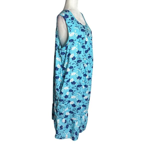 Anthony Richards Sleeveless Floral MuuMuu 2X Blue Cotton House Dress Pockets - Picture 5 of 6